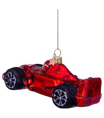 Ornament glass red racing car H10cm