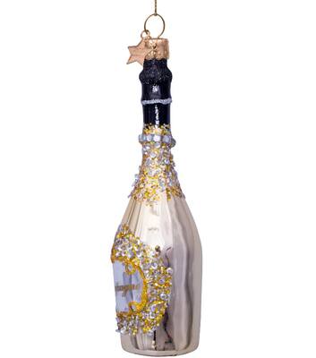 Glazen kerst decoratie gouden champagne fles H16cm
