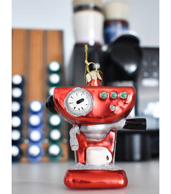 Ornament glass red coffee machine H9cm