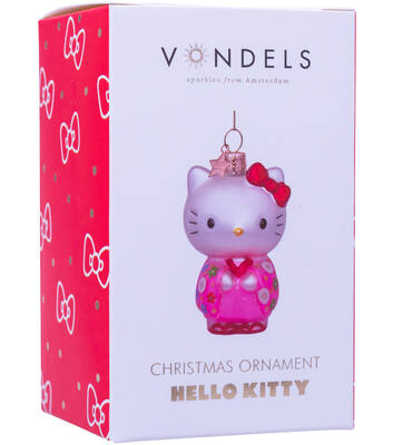 Glazen kerst decoratie Hello Kitty met kimono H9cm