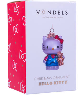 Ornament glass Hello Kitty blue w/bear H9cm w/box