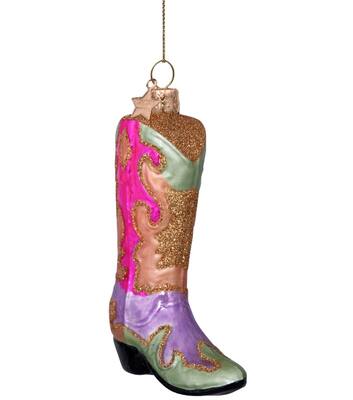 Ornament glass multicolor cowboy boot H12cm
