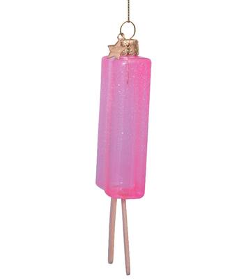 Ornament glass pink transparent popsicle H13cm