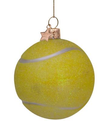 Ornament glass yellow tennis ball H8.5cm