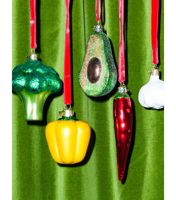 Glazen kerst decoratie mat groene broccoli H10cm