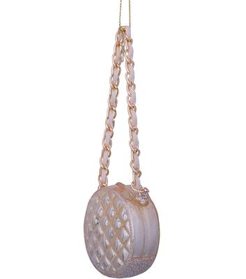 Ornament glass champagne opal round fashion bag H5.5cm