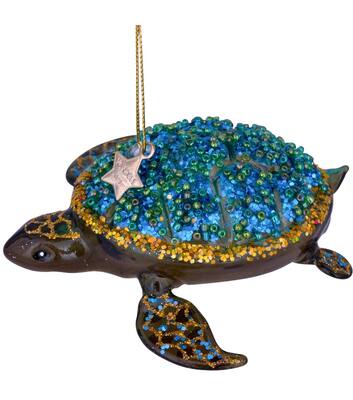 Ornament glass green turtle H7cm