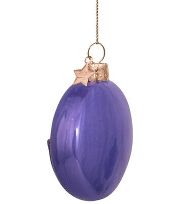 Ornament glass purple smiley H5.5cm