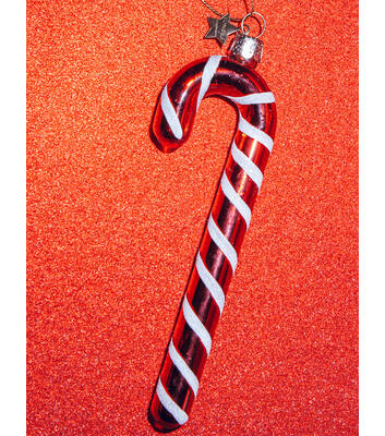 Glazen kerst decoratie rood/witte zuurstok H14cm