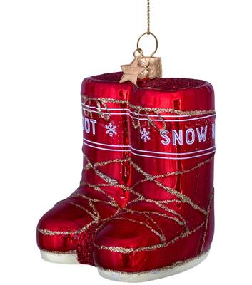 Ornament glass red opal snow boots H7cm