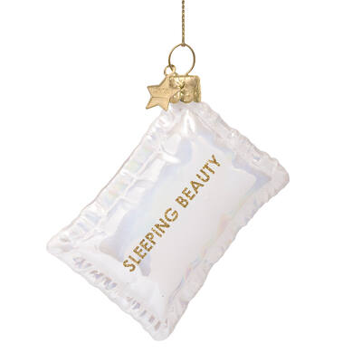 Ornament glass white opal pillow H6.5cm