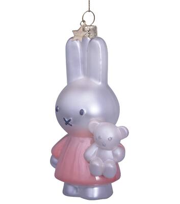 Ornament glass Nijntje/Miffy baby pink w/bear H11cm w/box