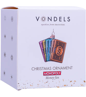 Ornament glass Monopoly money fan H9cm w/box