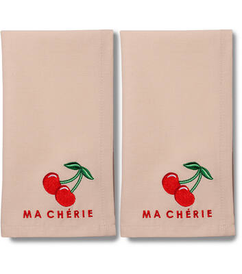 Embroidered napkins MA CHERIE beige 45cm Pack of 2